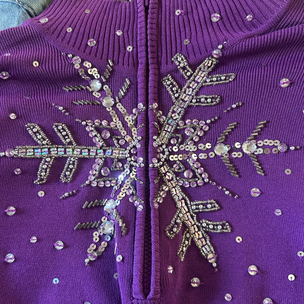 Boston Proper Purple Sequin Embellished Sweater